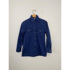 Vintage 1970s Levi's Big E White Tab, Blue Corduroy Shirt, Women's Size XS, USA